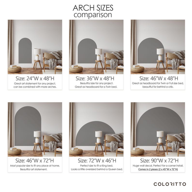 Sun Mountans Arch Wall Decal | Peel and Stick Sunset Modern Wall ...