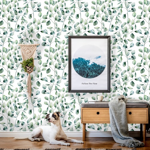 Removable Wallpaper Peel and Stick Eucalyptus Wallpaper Etsy