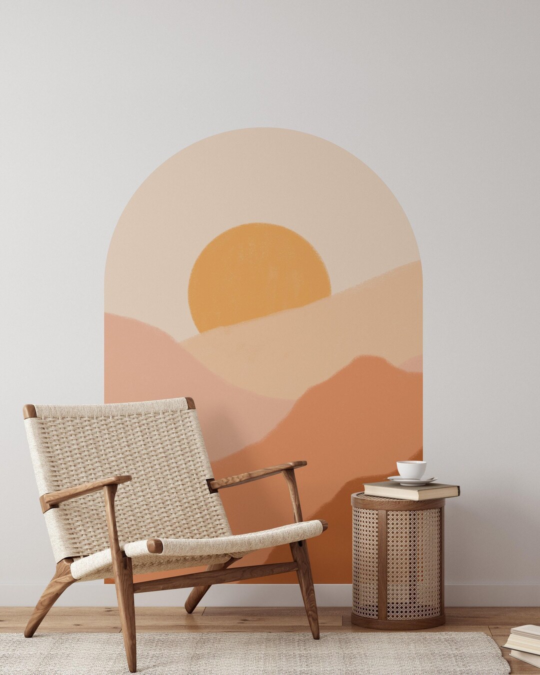 Sun Mountans Arch Wall Decal | Peel and Stick Sunset Modern Wall ...