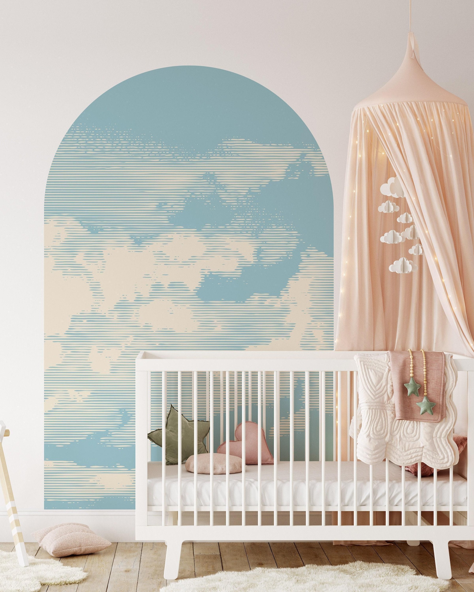 Cloudy Sky Arch Wall Decal | Peel and Stick Modern Arch Wall Sticker ...