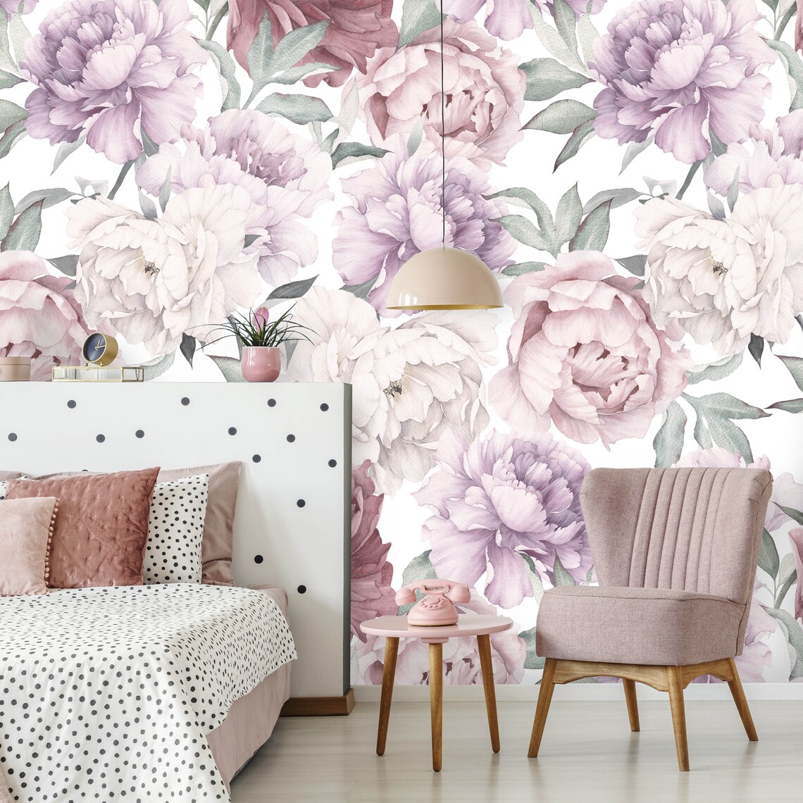 Peony Bouquet Peel and Stick Wallpaper Removable Floral | Etsy