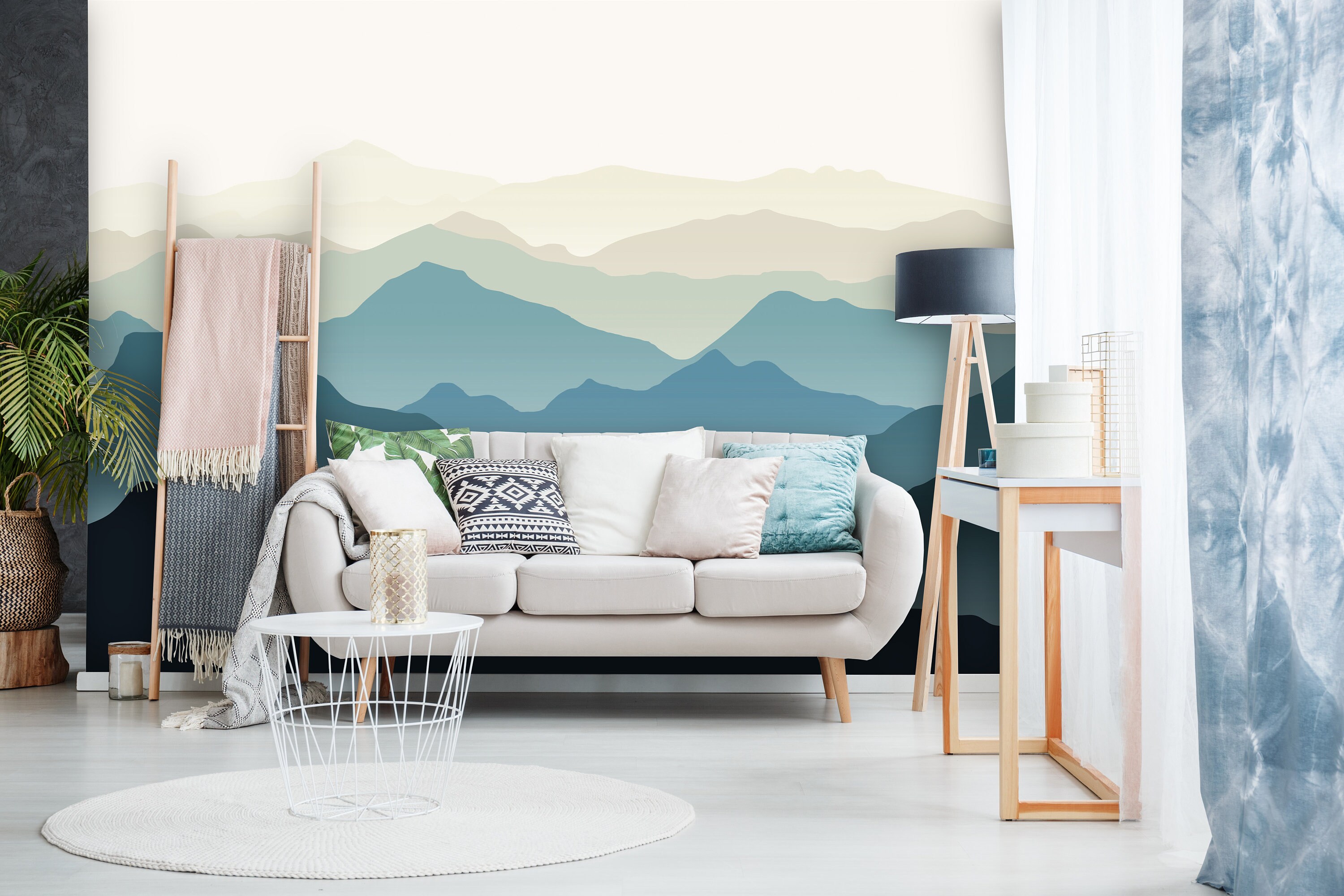 Blue Mountains Peel and Stick Wallpaper Removable Mountain Etsy Canada