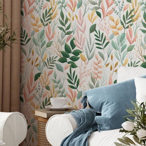 Spring Garden Wallpaper Removable Self Adhesive Botanical Wallpaper Floral Peel and Stick or Pre-Pasted Wallpaper image 4