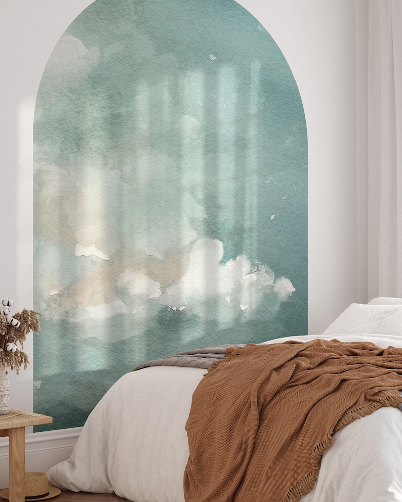 Blue Clouds Arch Wall Decal | Peel and Stick Modern Sky Arch Wall ...