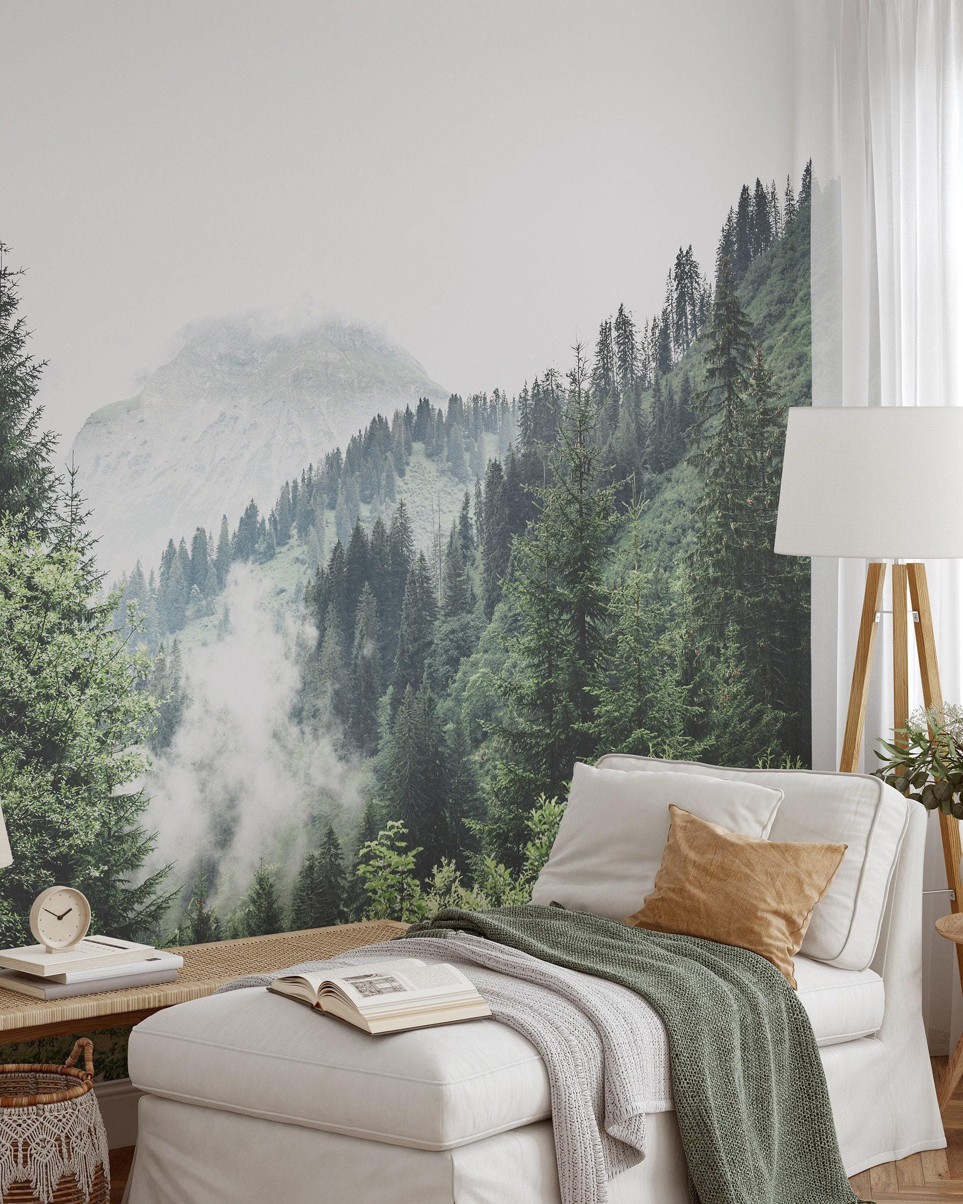 Cloud Forest Mural | Foggy Mountains Peel and Stick Wallpaper ...