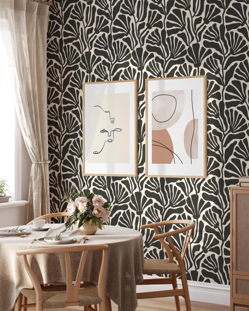 Vintage Boho Floral Wallpaper | Removable Trendy Flowers Peel and Stick Wallpaper | Retro Self Adhesive or PrePasted Wallpaper | EcoFriendly image 4