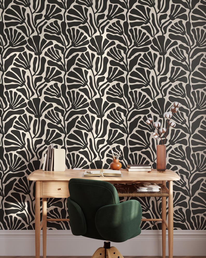 Vintage Boho Floral Wallpaper | Removable Trendy Flowers Peel and Stick Wallpaper | Retro Self Adhesive or PrePasted Wallpaper | EcoFriendly image 3