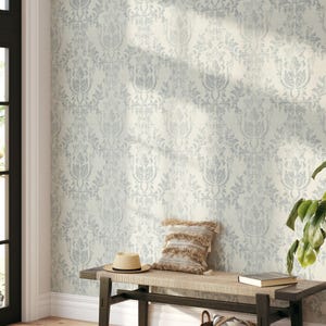 Trendy Damask Peel and Stick Wallpaper | Removable Self Adhesive Vintage Damask Pattern | Baroque Wallpaper | Eco Friendly
