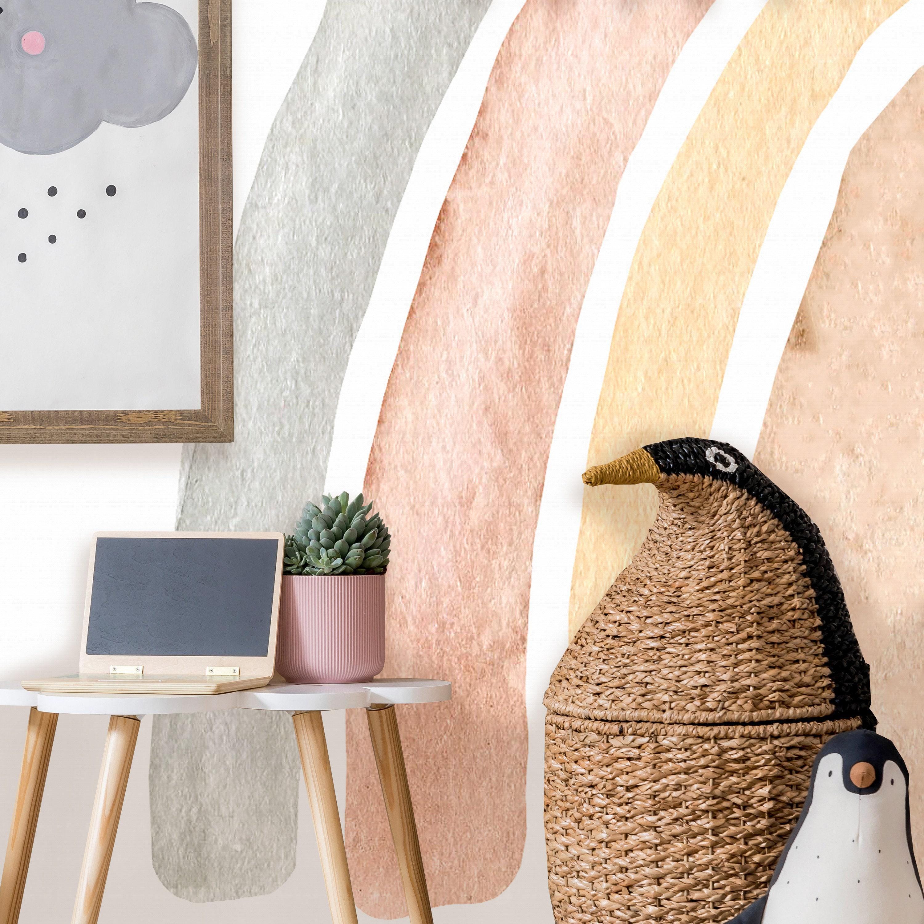 Rainbow Peel and Stick Wallpaper | Removable Nursery Watercolor Rainbow ...