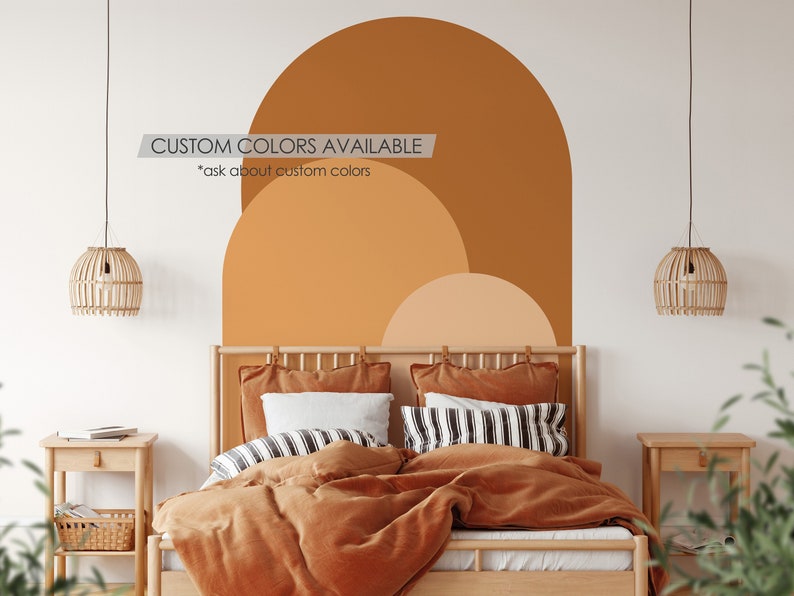 Sunrise Modern Arch Wall Decal Peel and Stick Arch Wall Sticker Removable Self Adhesive Boho Mural Headboard Sticker image 1