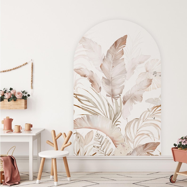 Boho Tropical Arch Wall Decal | Peel and Stick Modern Arch Wall Sticker ...