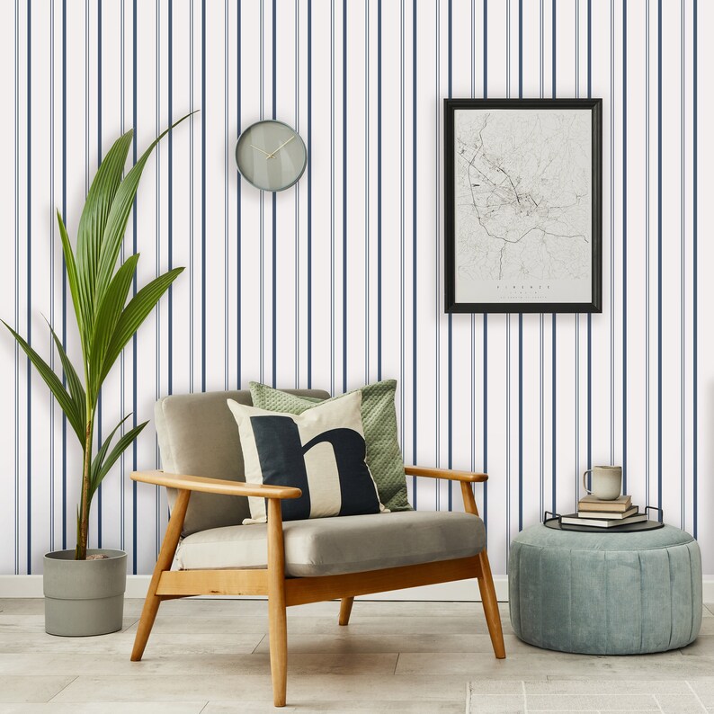 Modern Stripe Peel and Stick Wallpaper Removable Self Etsy