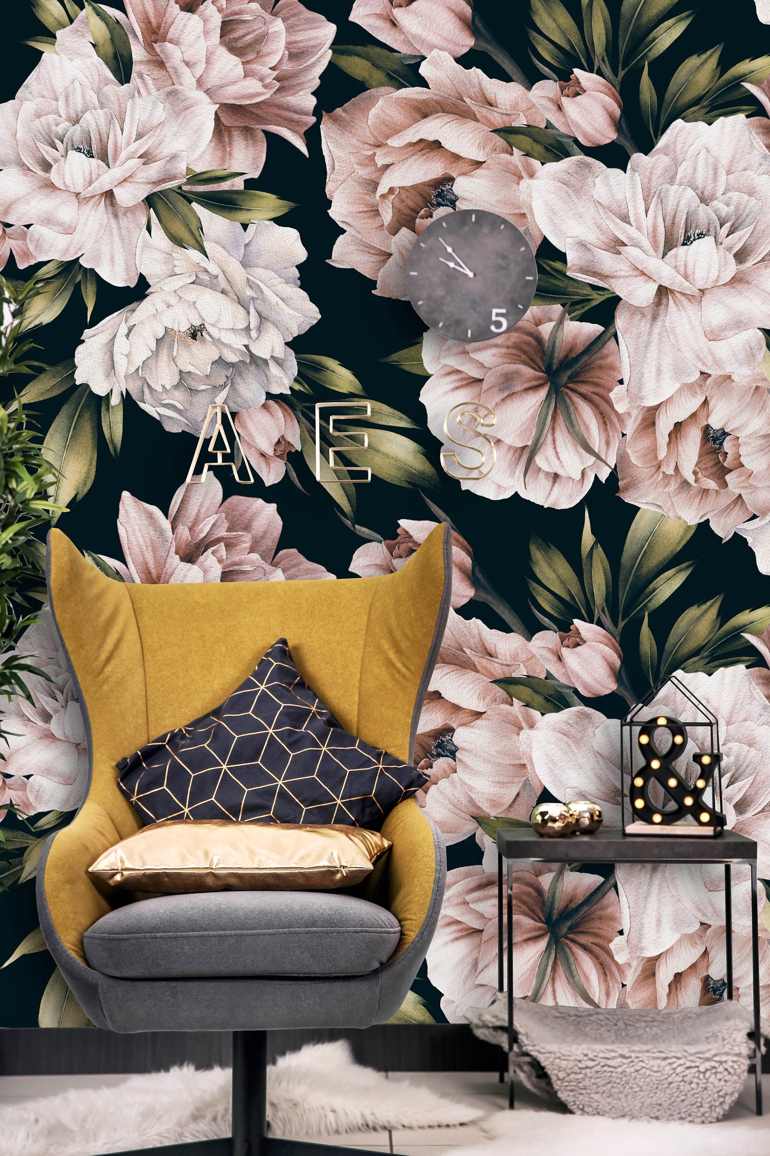 Peonies Peel and Stick Wallpaper Removable Watercolor Floral Etsy