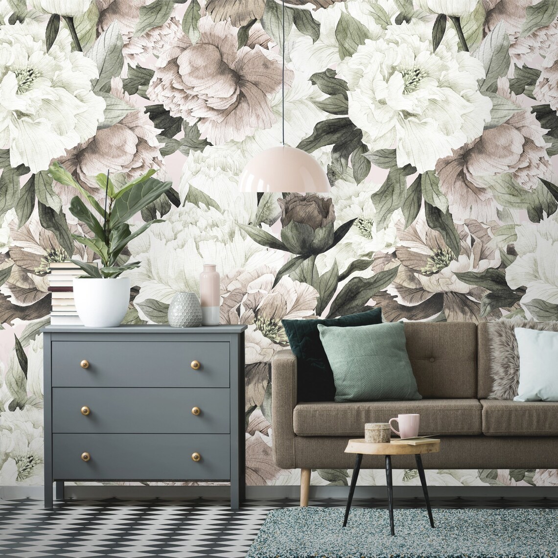 Vintage Roses and Peonies Peel and Stick Wallpaper Removable - Etsy