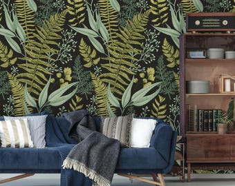 Removable Wallpaper | Peel and Stick Floral Pattern | Botanic Self Adhesive Wall Mural