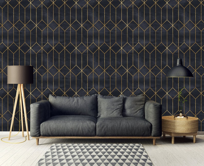 Art Deco Peel and Stick Wallpaper Removable Vintage Geometric Wallpaper Self Adhesive or Pre-Pasted Wallpaper Eco Friendly zdjęcie 4