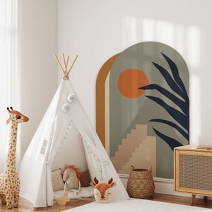 Boho Style Arch Wall Decal | Peel and Stick Modern Sun Arch Wall Sticker | Minimalistic Removable Self Adhesive Wall Art Headboard Sticker