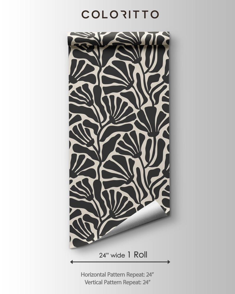 Vintage Boho Floral Wallpaper | Removable Trendy Flowers Peel and Stick Wallpaper | Retro Self Adhesive or PrePasted Wallpaper | EcoFriendly image 5