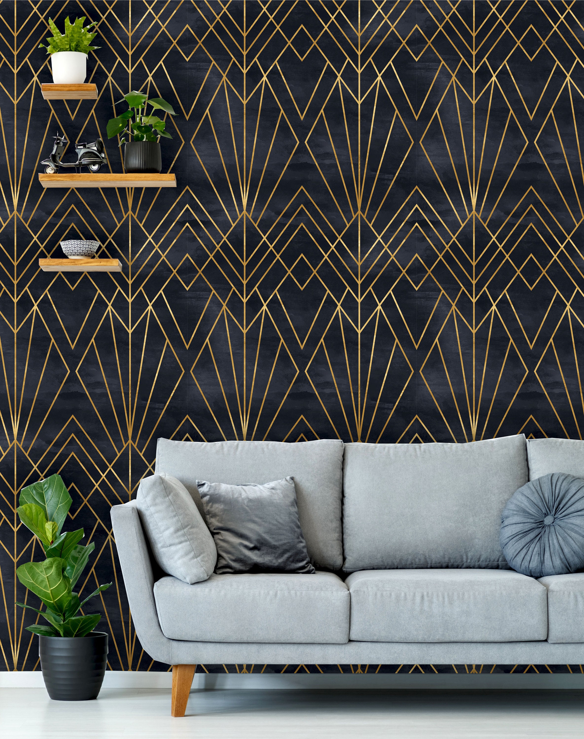 Removable Wallpaper Swatch  Elegant Art Deco Bats Flowers Teal Gold Black  Pink 1920S Opulent Maximalist Custom Prepasted Wallpaper by Spoonflower   Walmartcom