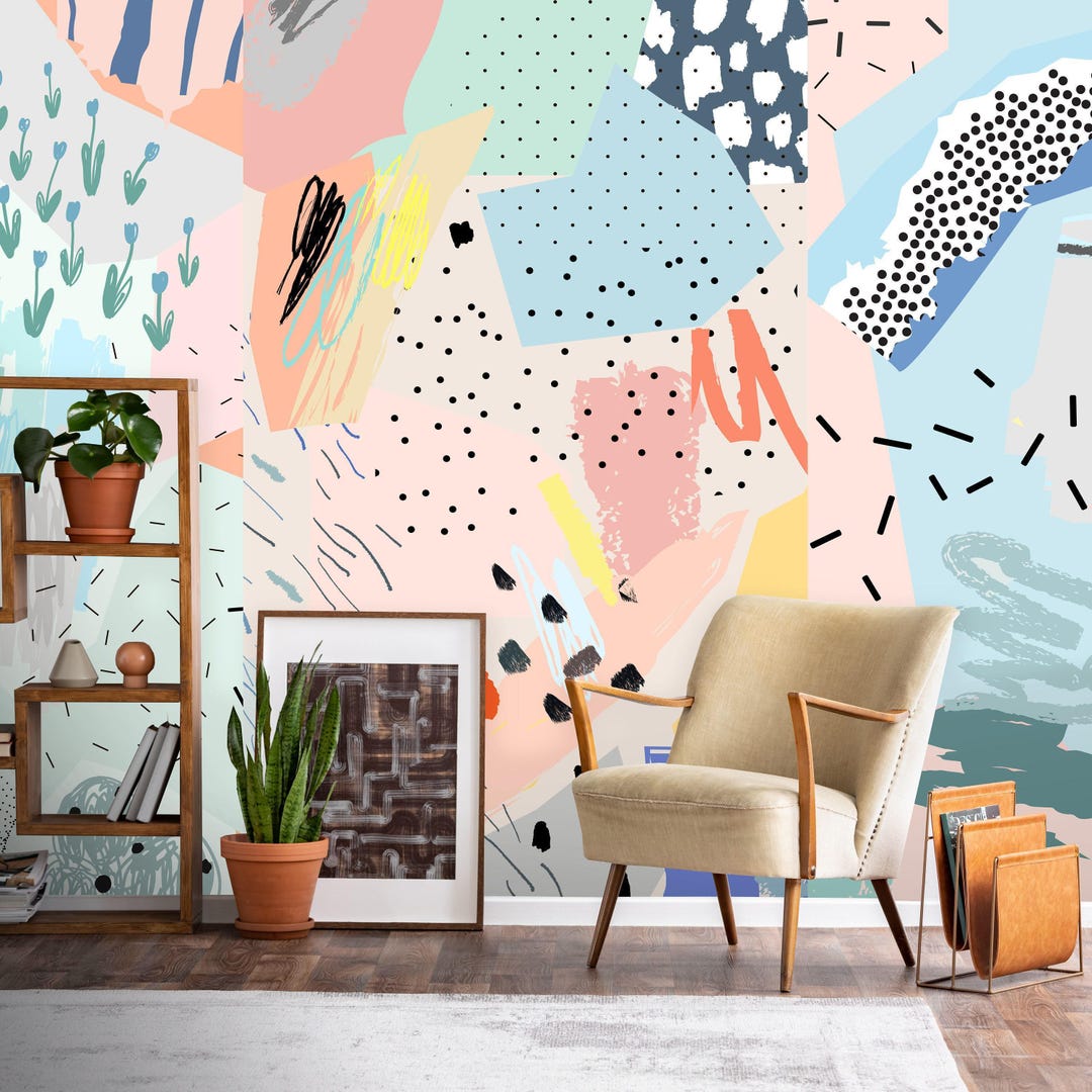 Colorful Art Peel and Stick Wallpaper | Removable Self Adhesive Modern ...