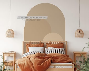 Sand Beige Modern Arch Wall Decal | Peel and Stick Arch Wall Sticker | Removable Self Adhesive Boho Mural | Headboard Sticker