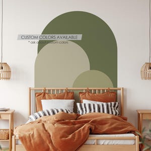 Olive Green Modern Arch Wall Decal | Peel and Stick Arch Wall Sticker | Removable Self Adhesive Boho Mural | Headboard Sticker