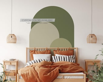 Olive Green Modern Arch Wall Decal | Peel and Stick Arch Wall Sticker | Removable Self Adhesive Boho Mural | Headboard Sticker