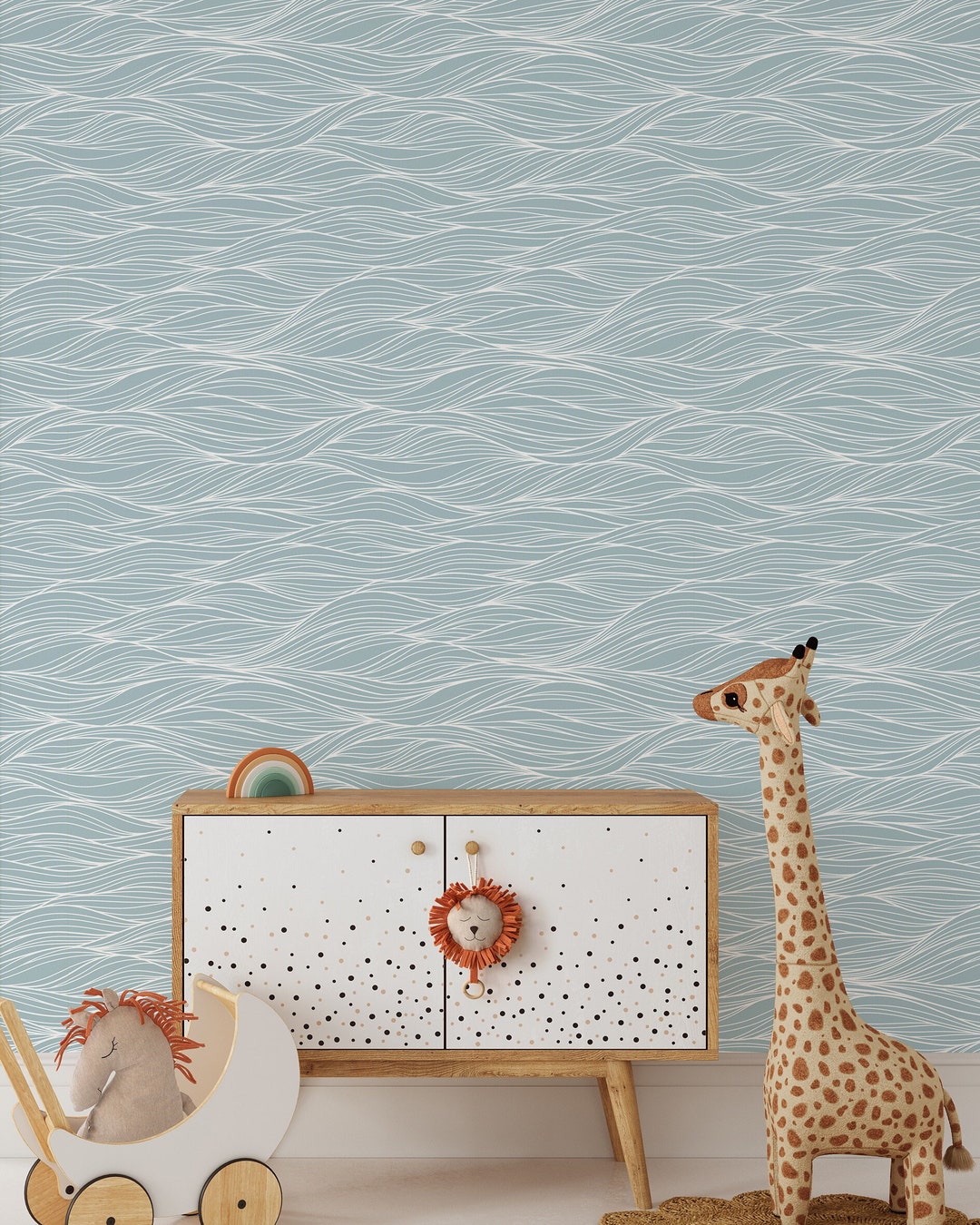 Abstract Ocean Waves Peel and Stick Wallpaper | Removable Blue Mural ...