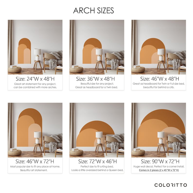 Navy Blue Modern Arch Wall Decal | Peel and Stick Arch Wall Sticker ...