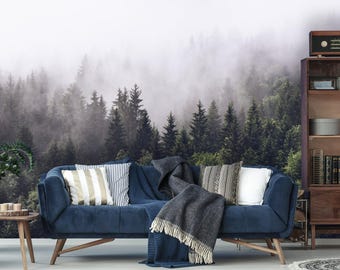 Abnehmbare Tapete | Schälen und aufkleben Wald Wandbild | Berghang Wandbild | Wald Wandbild