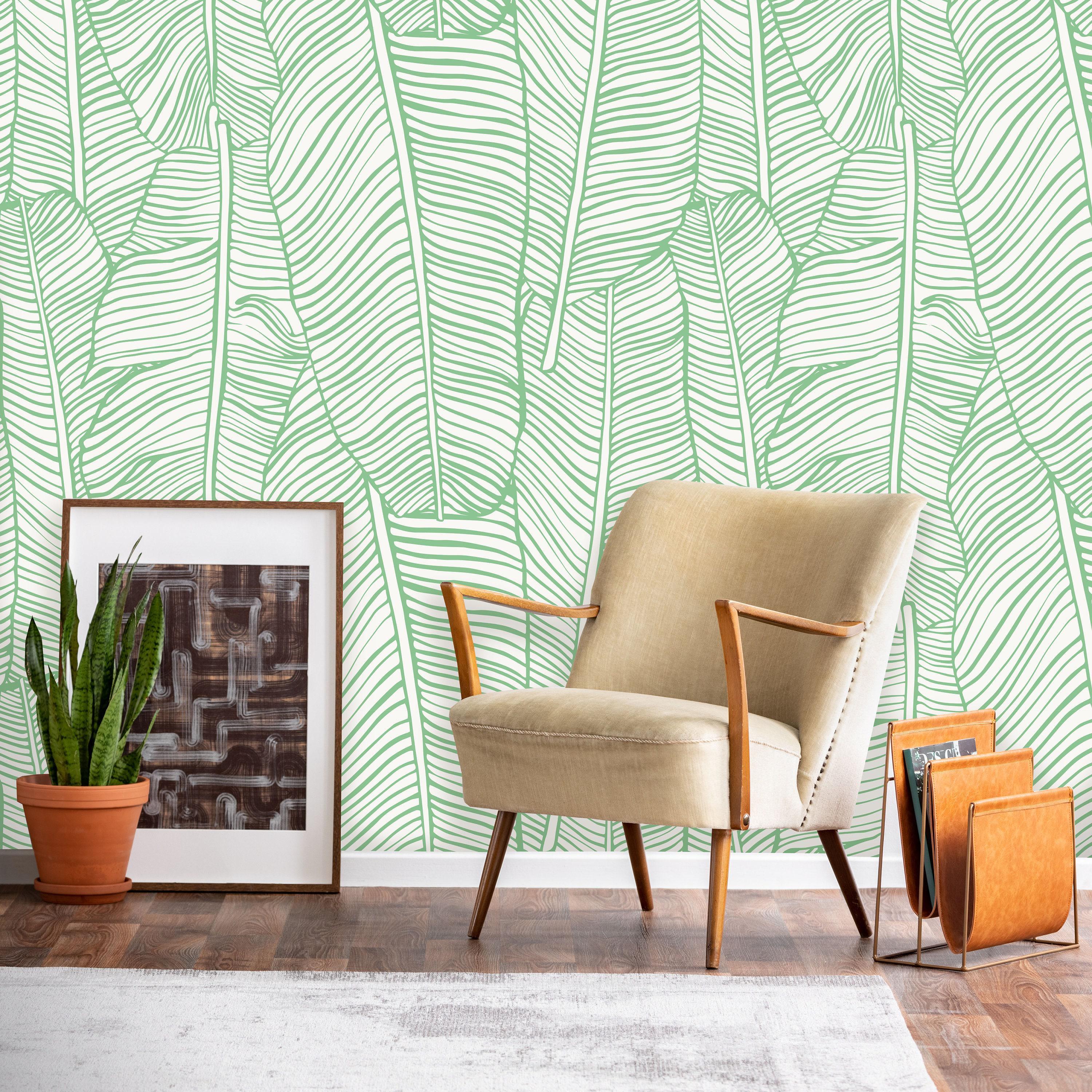 Banana Leaf Peel and Stick Wallpaper | Removable Tropical Banana Leaves ...