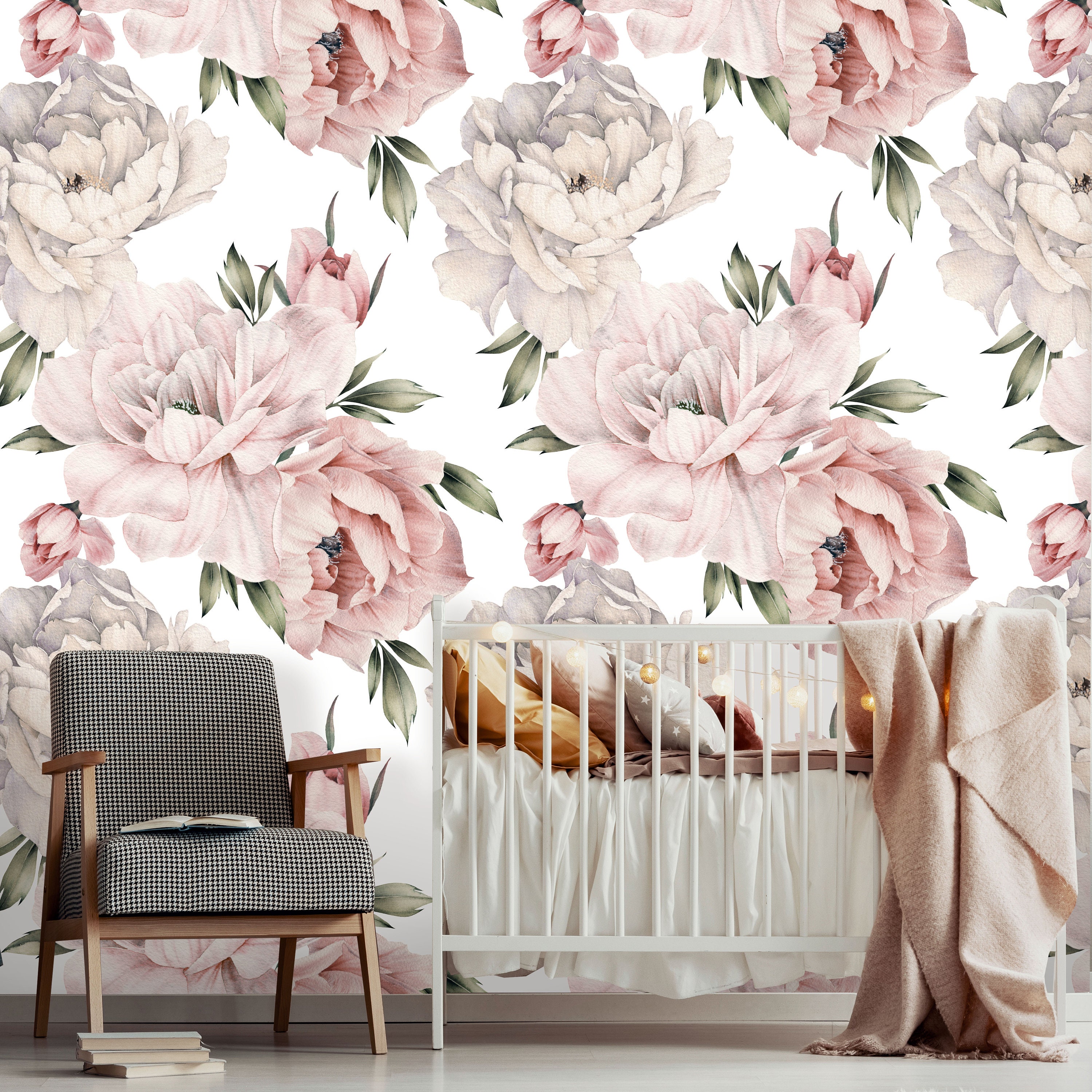 Watercolor Peonies Peel and Stick Wallpaper Removable Floral | Etsy