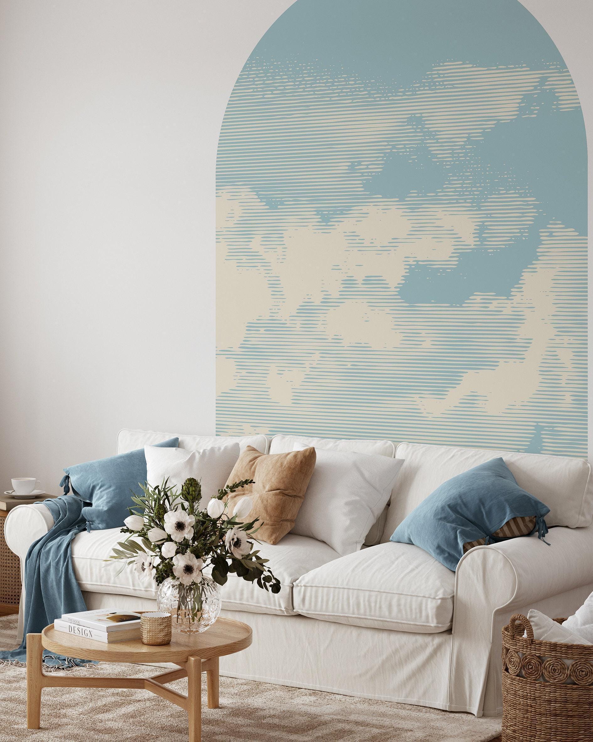 Cloudy Sky Arch Wall Decal | Peel and Stick Modern Arch Wall Sticker ...