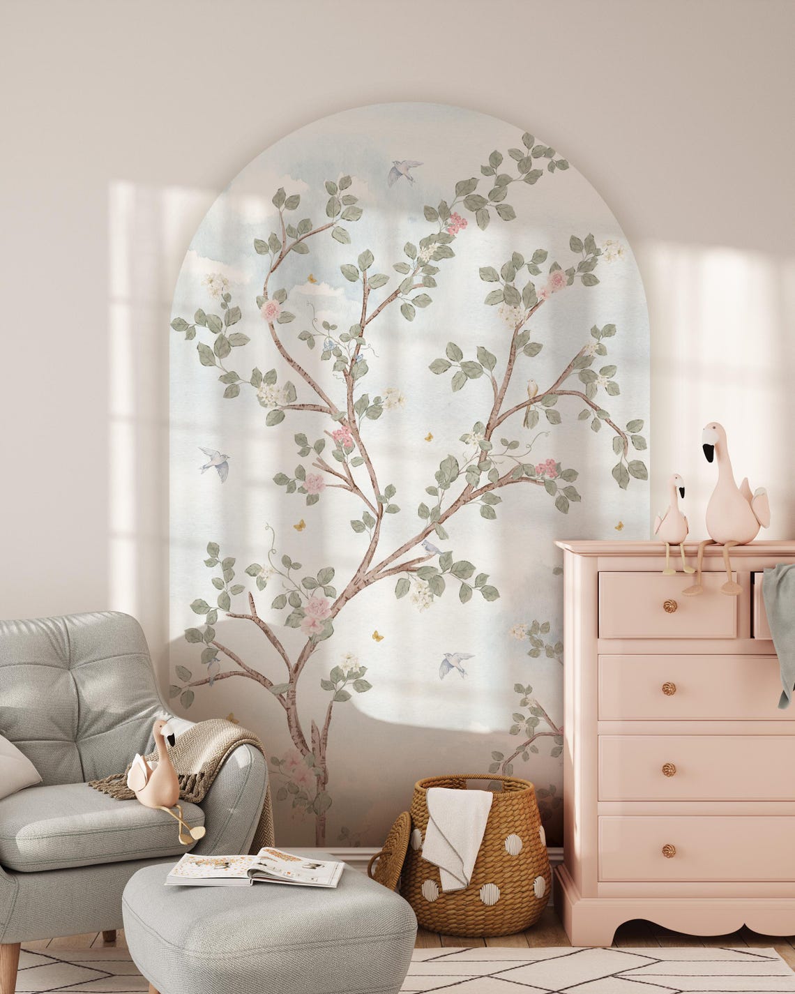 Сhinoiserie Floral Arch Wall Decal, Peel and Stick Arch Wall Sticker ...