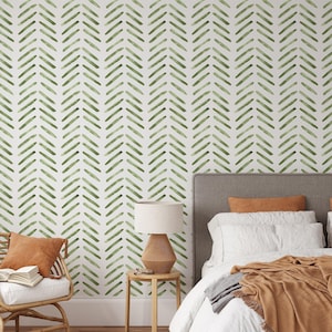 Papel pintado autoadhesivo de espiga verde / Papel pintado verde oliva removible / Papel pintado autoadhesivo o preencolado de acuarela / Ecológico