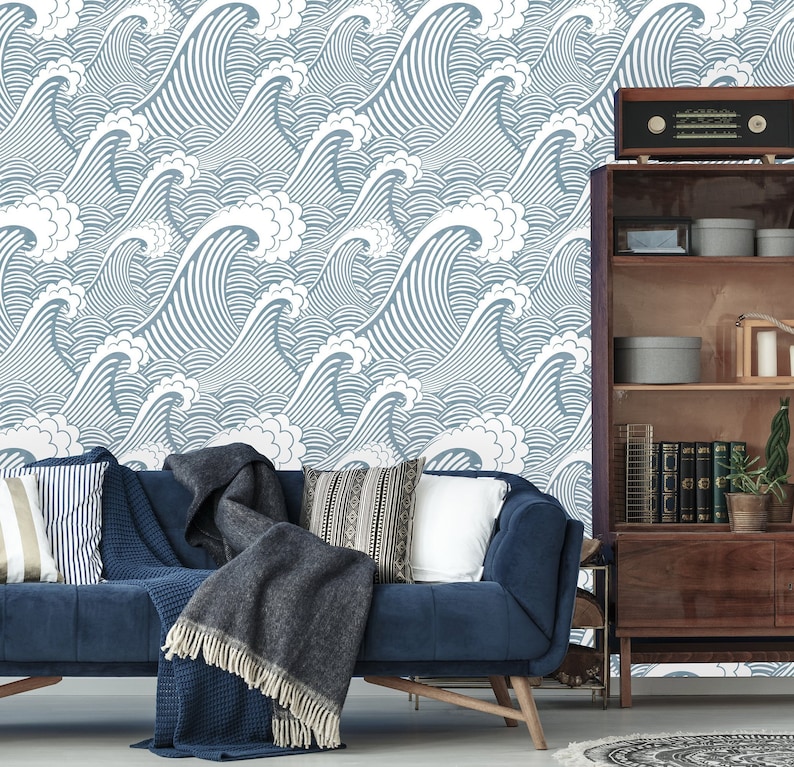 Removable Wallpaper Peel and Stick Great Wave Wallpaper - Etsy