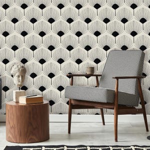 Retro Kunst Schälen und Aufkleben Tapete | Abnehmbares selbstklebendes hellbeiges Blumenmuster | Boho Tapete | Umweltfreundlich