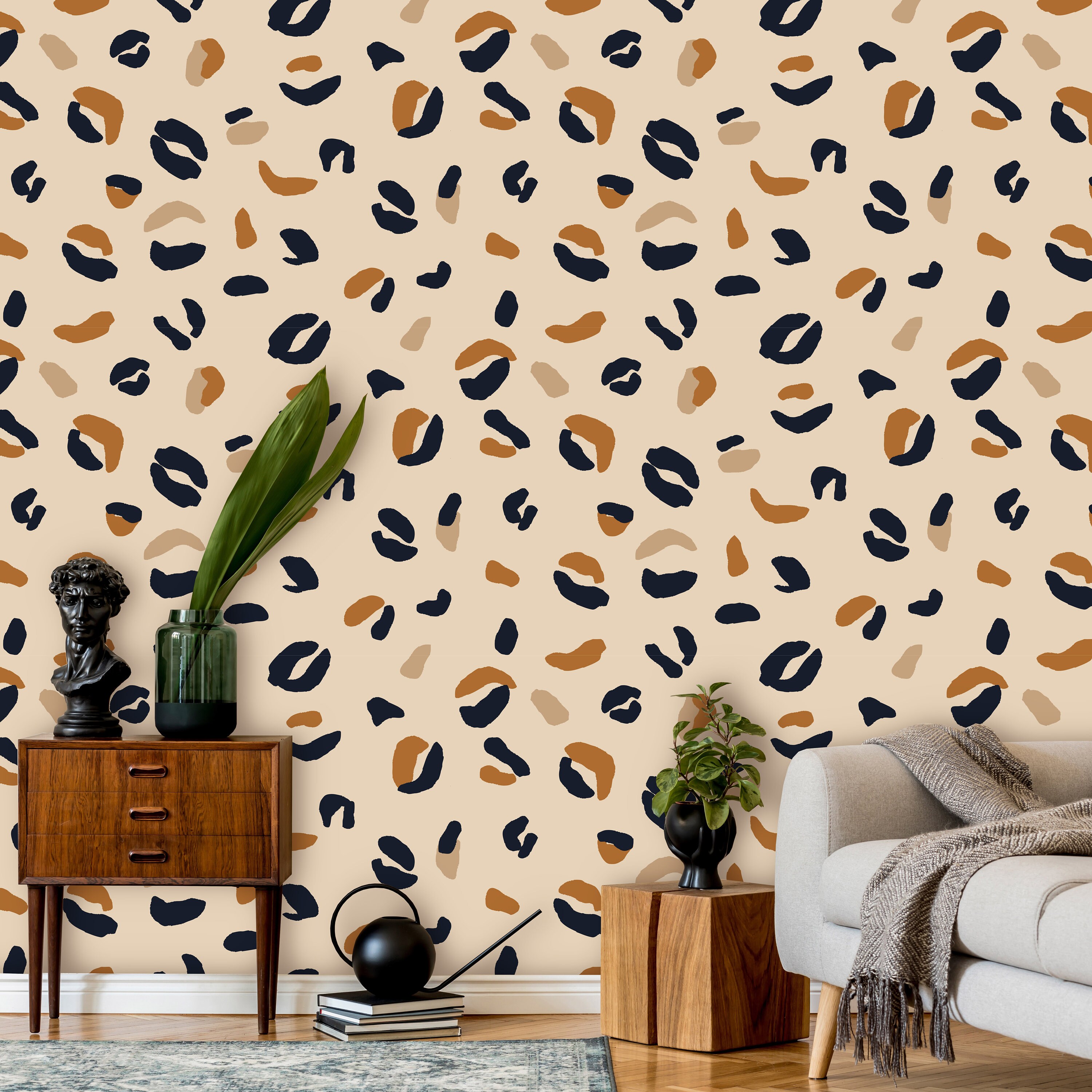 Modern Leopard Peel and Stick Wallpaper Removable Minimalist Etsy