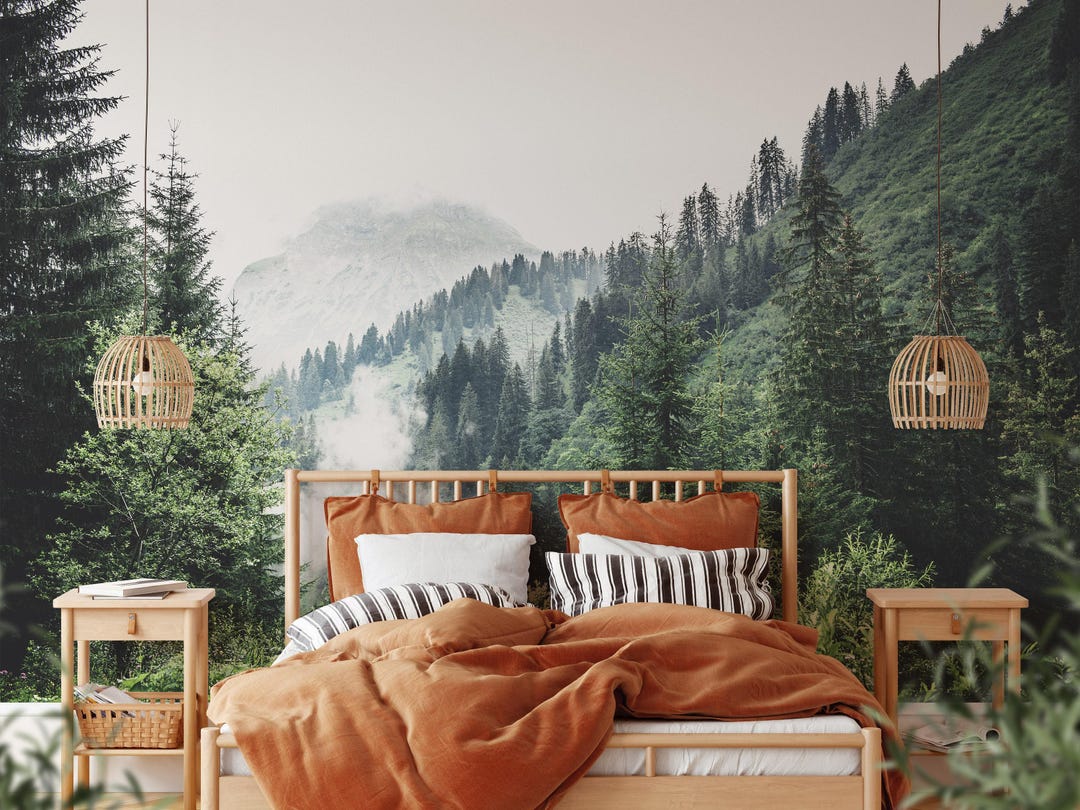 Cloud Forest Mural | Foggy Mountains Peel and Stick Wallpaper ...