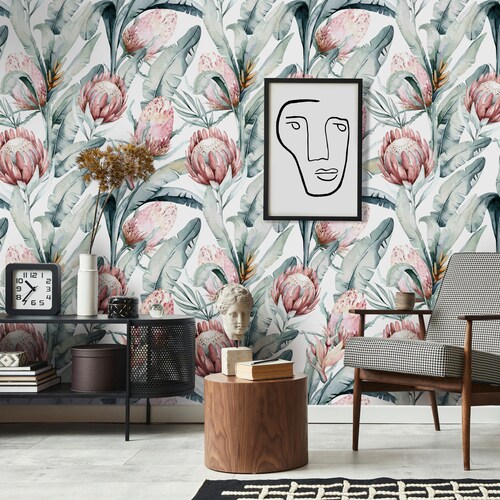 Protea Peel and Stick Wallpaper Removable Tropical - Etsy