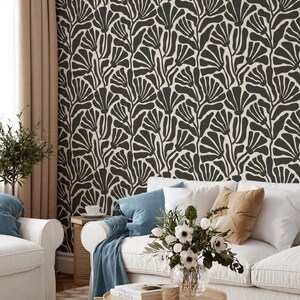 Vintage Boho Floral Wallpaper | Removable Trendy Flowers Peel and Stick Wallpaper | Retro Self Adhesive or PrePasted Wallpaper | EcoFriendly image 8