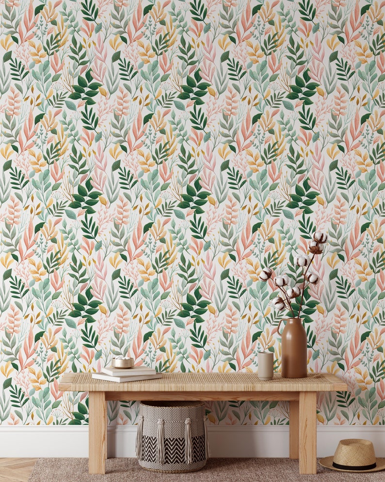 Spring Garden Wallpaper Removable Self Adhesive Botanical Wallpaper Floral Peel and Stick or Pre-Pasted Wallpaper image 5