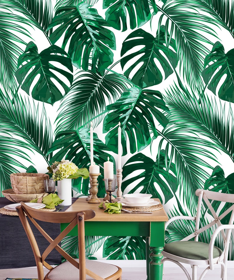Removable Wallpaper Peel and Stick Palm Leaves Wallpaper - Etsy