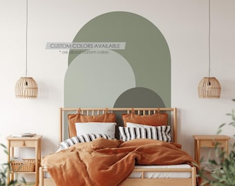 Dusty Green Modern Arch Wall Decal | Peel and Stick Arch Wall Sticker | Removable Self Adhesive Boho Mural | Headboard Sticker