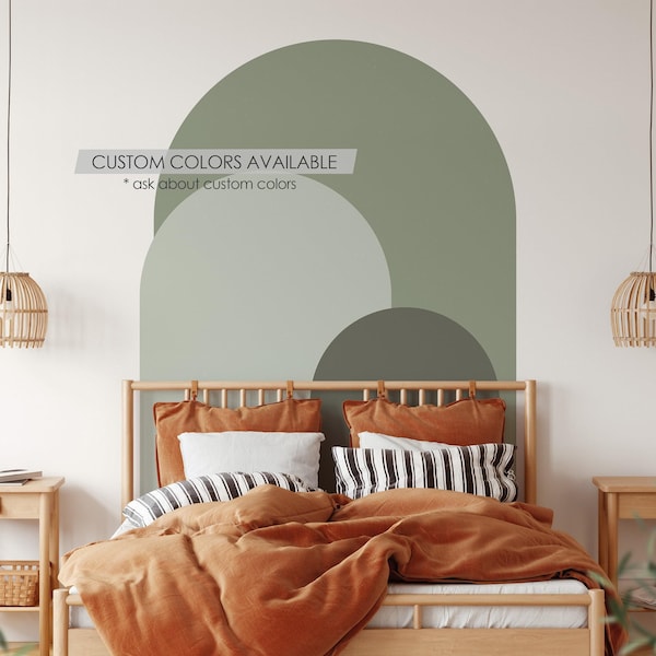 Dusty Green Modern Arch Wall Decal | Peel and Stick Arch Wall Sticker | Removable Self Adhesive Boho Mural | Headboard Sticker