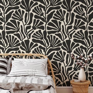 Vintage Boho Floral Wallpaper | Removable Trendy Flowers Peel and Stick Wallpaper | Retro Self Adhesive or PrePasted Wallpaper | EcoFriendly image 1