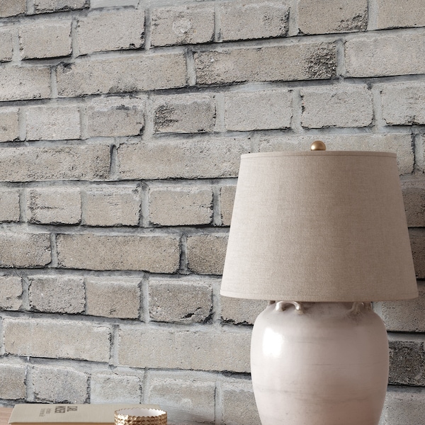 Gray Brick Wallpaper | Removable Brick Wall Mural | Realistic 3D Brick Self Adhesive or Pre-Pasted Wallpaper | Eco Friendly