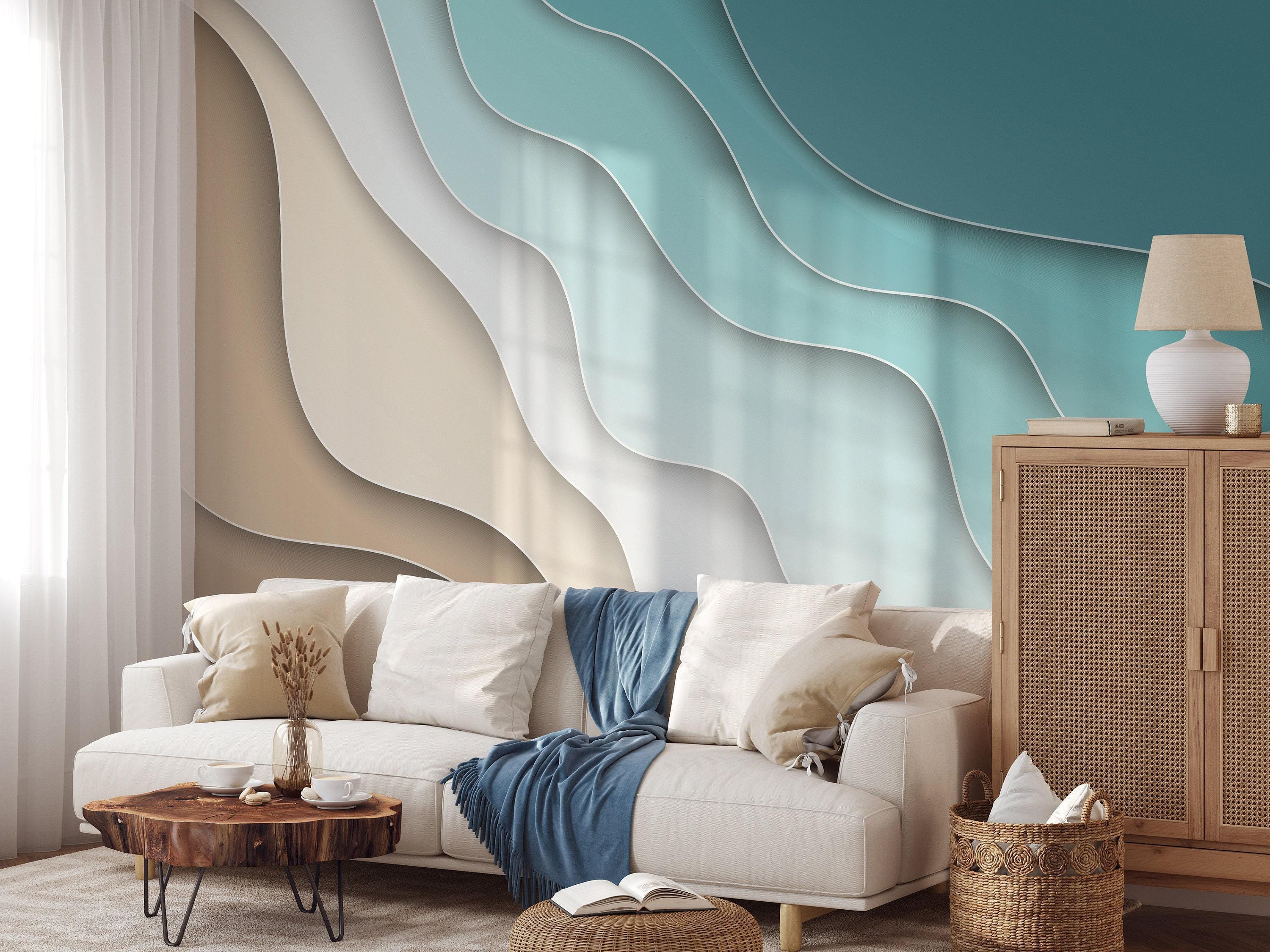 Beach Waves Wallpaper | Peel and Stick Removable Blue - Sand Wall Mural ...