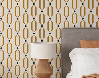 Abstract Chain Peel and Stick Wallpaper | Removable Self Adhesive Geometrical Pattern | Modern Elegant Wallpaper | Eco Friendly