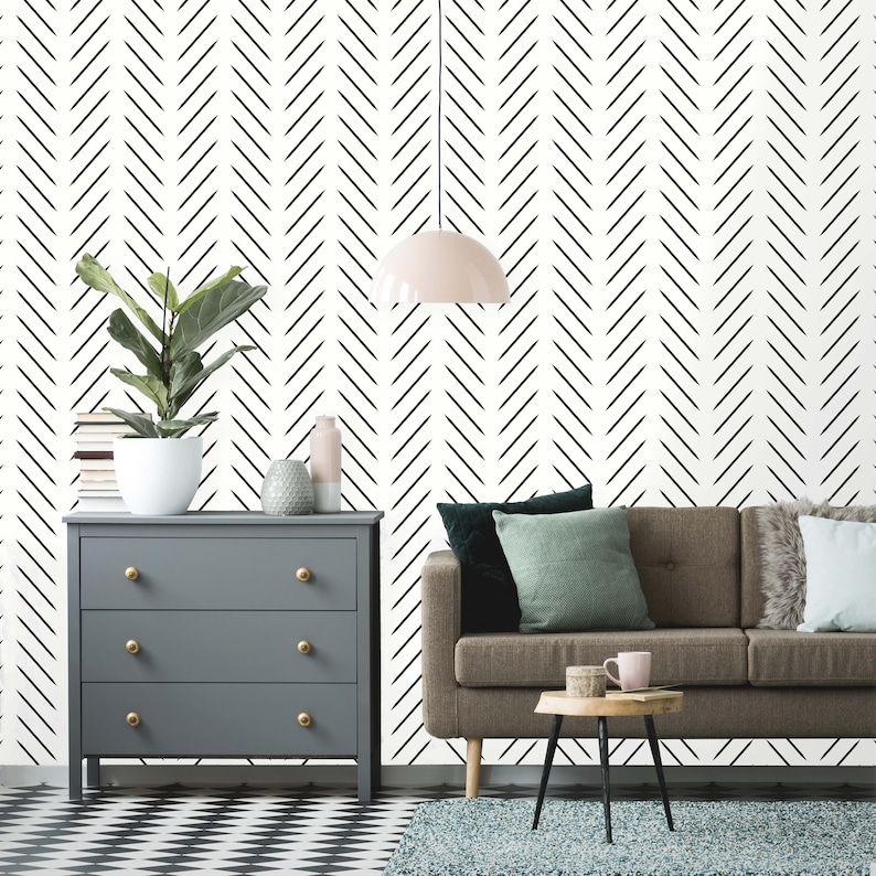 Modern Herringbone Peel and Stick Wallpaper Removable Self - Etsy Canada